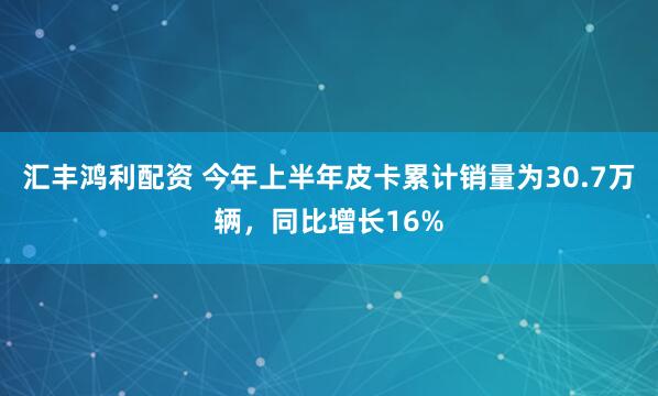 汇丰鸿利配资 今年上半年皮卡累计销量为30.7万辆，同比增长16%